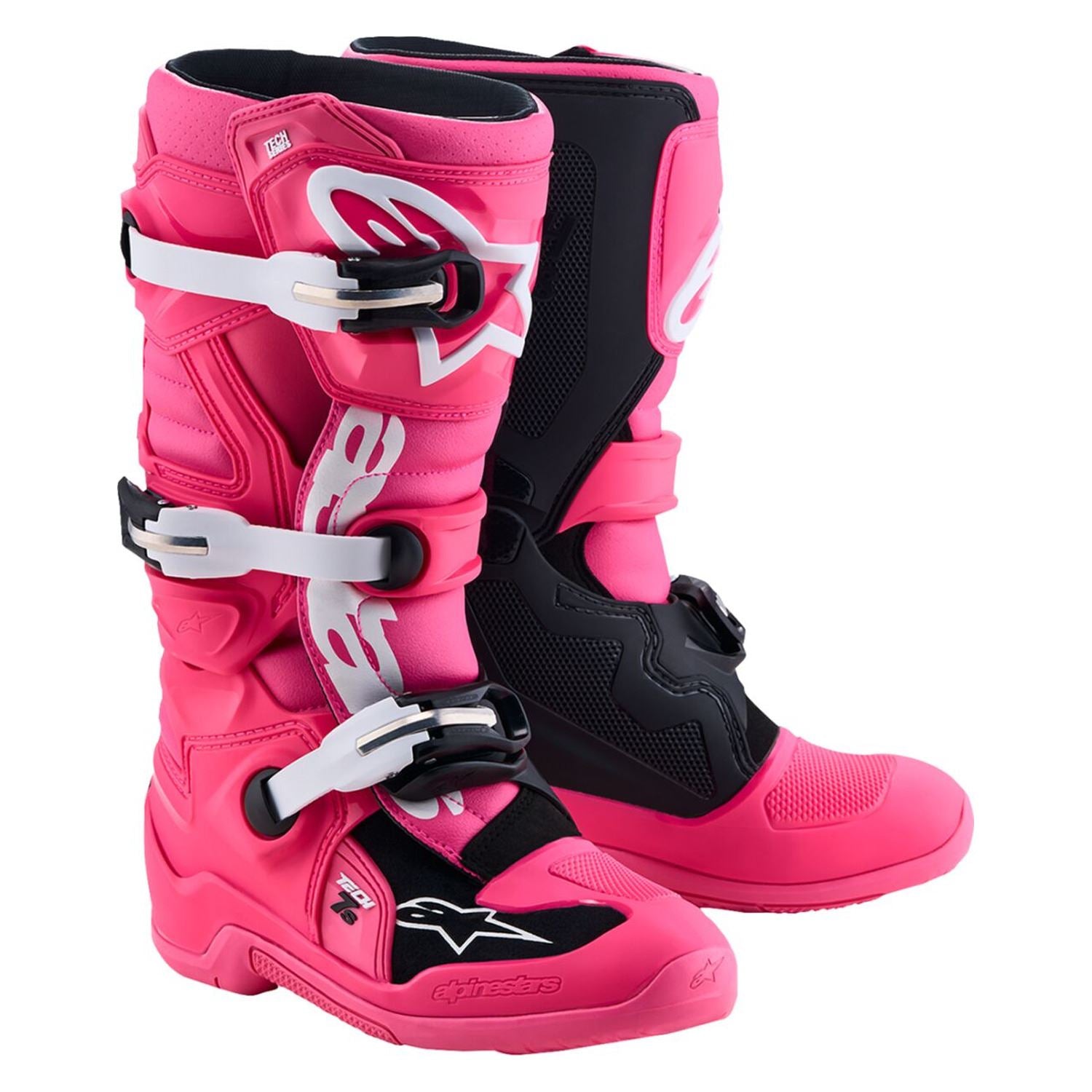 Alpinestars 2027 Youth Tech 7S MX Boots Pink Fluo Black White